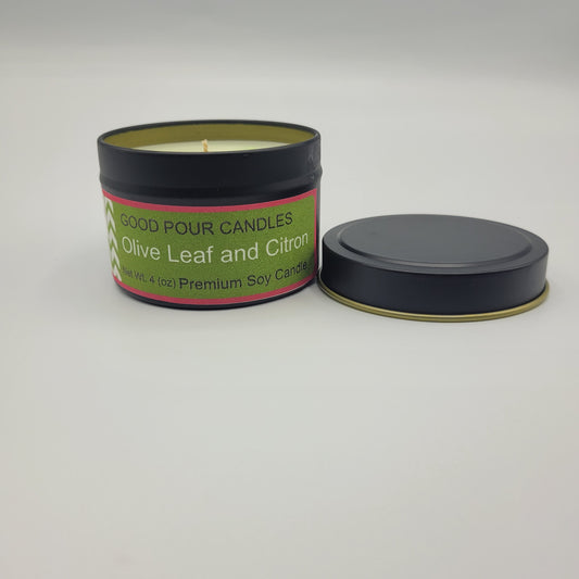 Olive Leaf & Citron 4 oz Travel Tin