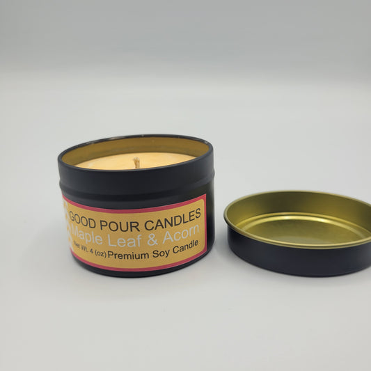 Maple Leaf & Acorn 4 oz Travel Tin.