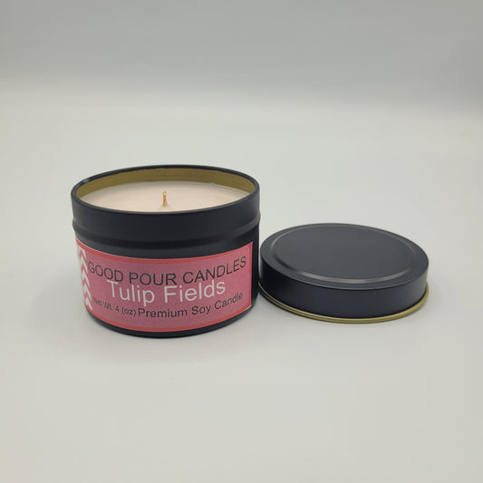 Tulip Fields 4 oz Travel Tin.
