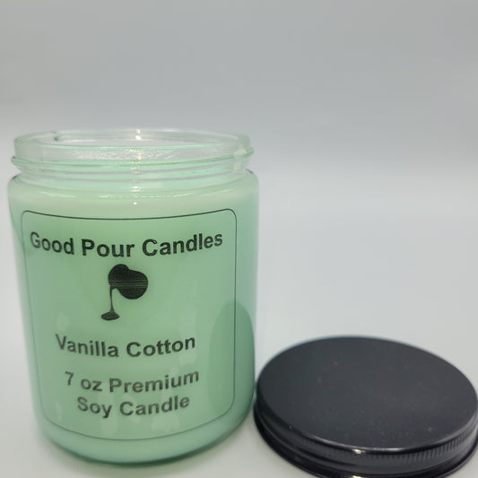 Vanilla Cotton 7 oz Hand-Poured Soy Candle